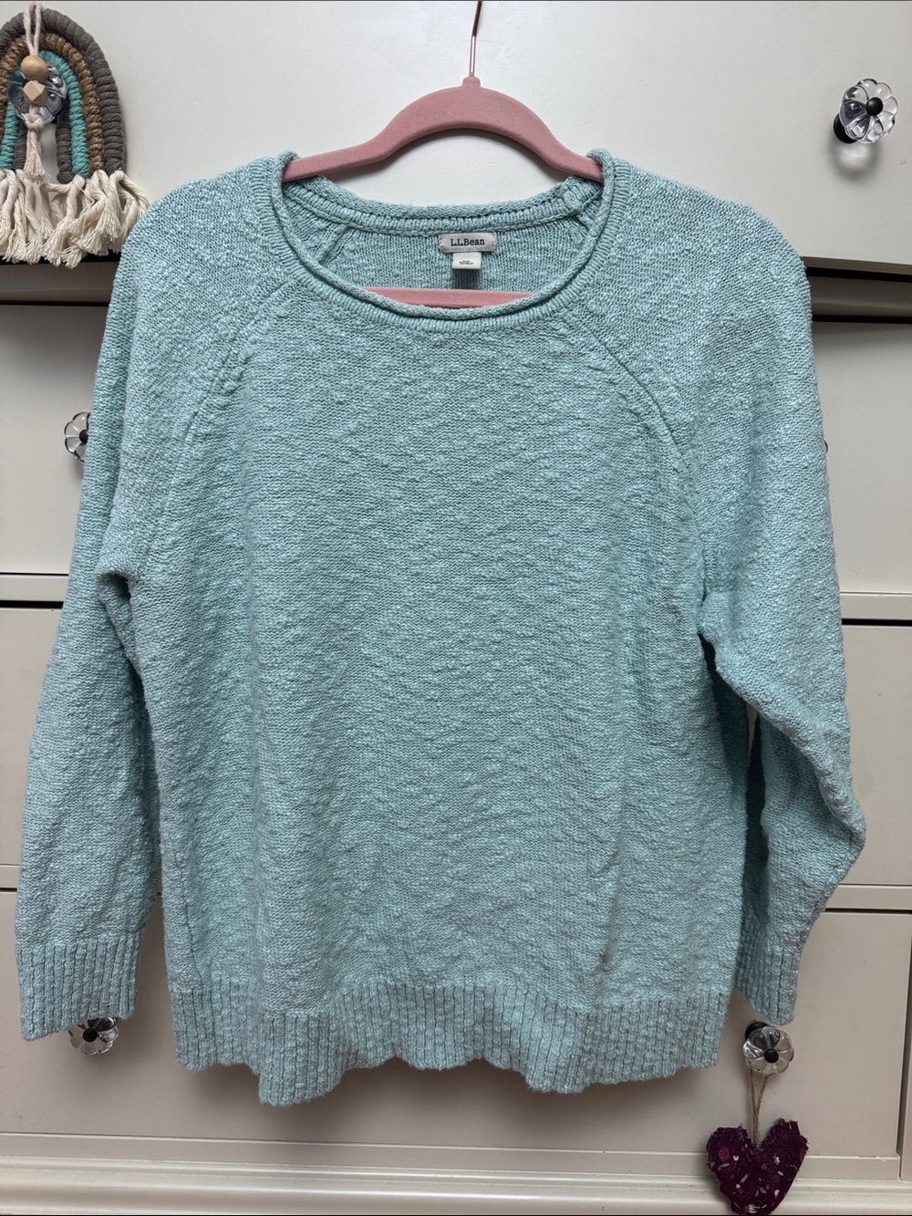 L.L. Bean Women's Seafoam Crewneck Textured Pullover